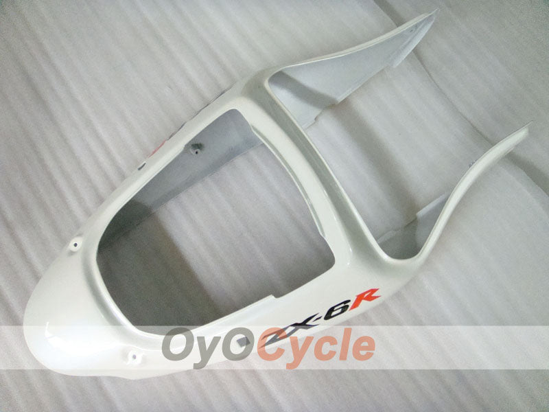 Einspritzverkleidungssatz für 00-02 NINJA ZX-6R - Orange, Weiß - Flammenmuster #OYO87906030