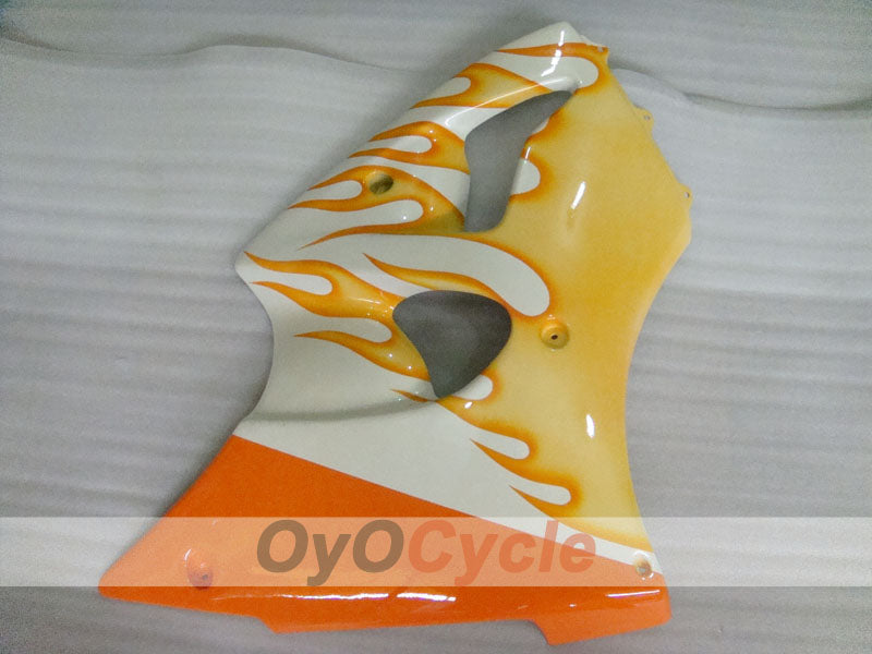 Einspritzverkleidungssatz für 00-02 NINJA ZX-6R - Orange, Weiß - Flammenmuster #OYO87906030