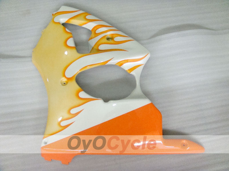 Einspritzverkleidungssatz für 00-02 NINJA ZX-6R - Orange, Weiß - Flammenmuster #OYO87906030