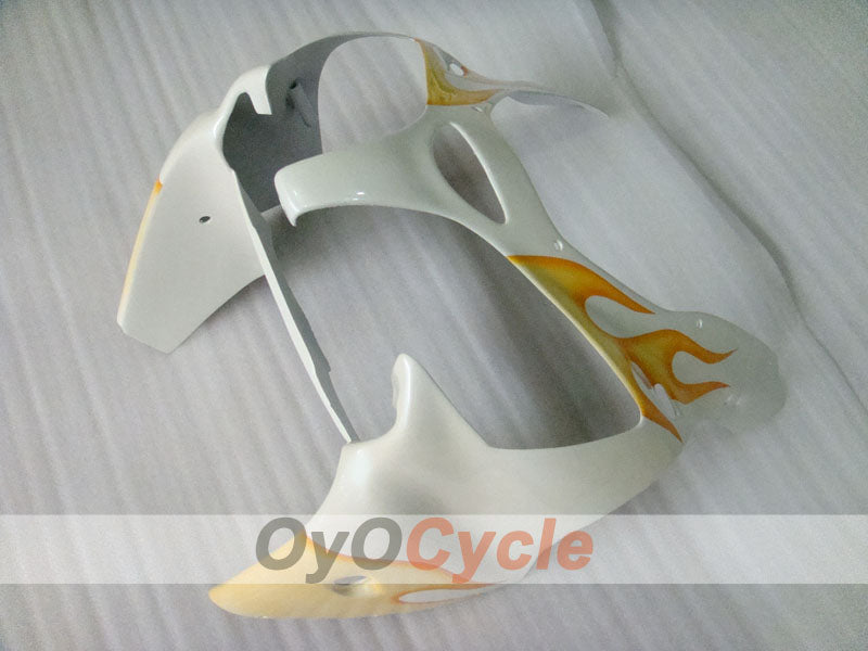 Einspritzverkleidungssatz für 00-02 NINJA ZX-6R - Orange, Weiß - Flammenmuster #OYO87906030