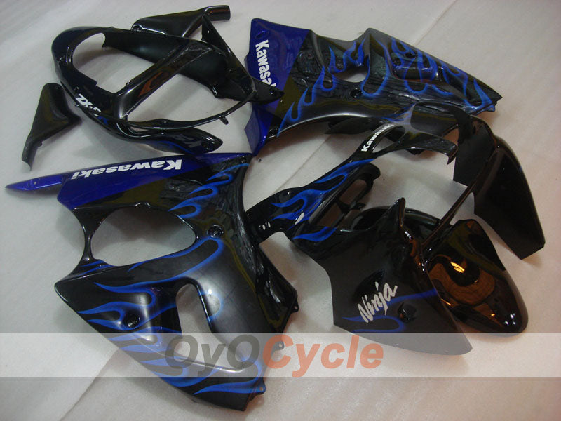 Einspritzverkleidungssatz für 00-02 NINJA ZX-6R - Blau, Schwarz - Flammenmuster #OYO87906033 Hauptbild