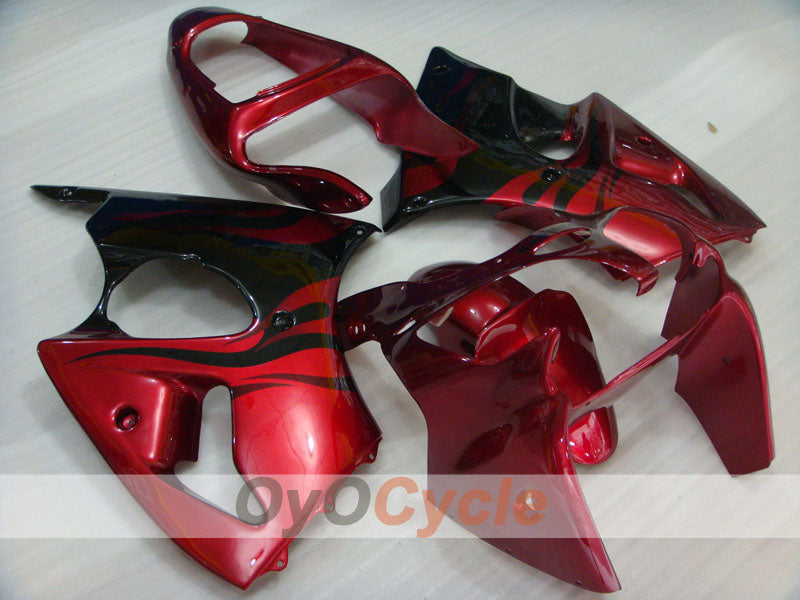 Einspritzverkleidungssatz für 00-02 NINJA ZX-6R - Rot, Schwarz - Flammenmuster #OYO87906035