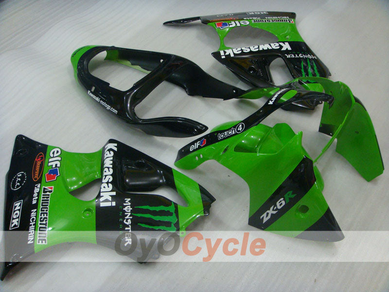 Einspritzverkleidungssatz für 00-02 NINJA ZX-6R - Grün, Schwarz - Monster #OYO87906036 Hauptbild