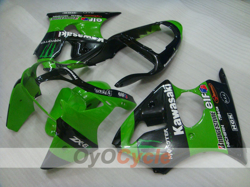 Einspritzverkleidungssatz für 00-02 NINJA ZX-6R - Grün, Schwarz - Monster #OYO87906036