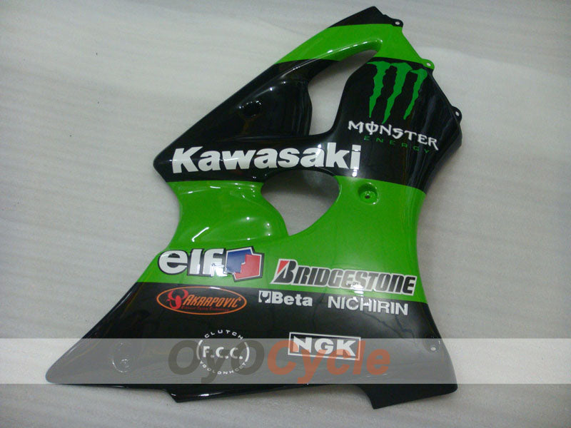 Einspritzverkleidungssatz für 00-02 NINJA ZX-6R - Grün, Schwarz - Monster #OYO87906036