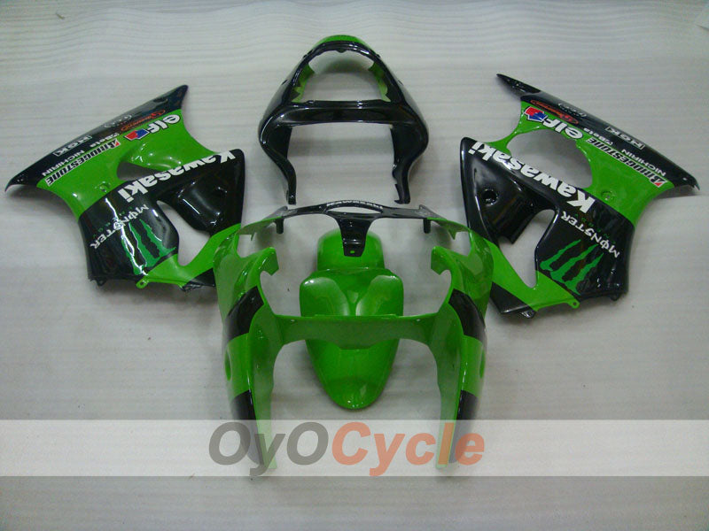 Einspritzverkleidungssatz für 00-02 NINJA ZX-6R - Grün, Schwarz - Monster #OYO87906036