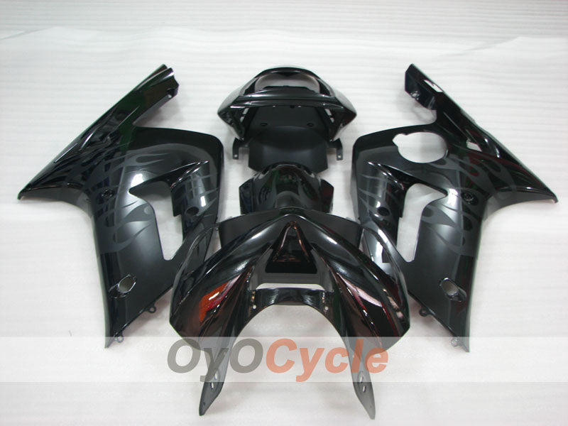 Einspritzverkleidungssatz für 03-04 NINJA ZX-6R - Schwarz - Flammenmuster #OYO87906037 Zweitbild