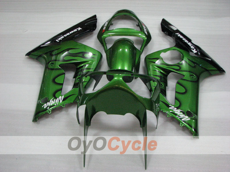 Einspritzverkleidungssatz für 03-04 NINJA ZX-6R - Grün, Schwarz - Flammenmuster #OYO87906038 Zweitbild