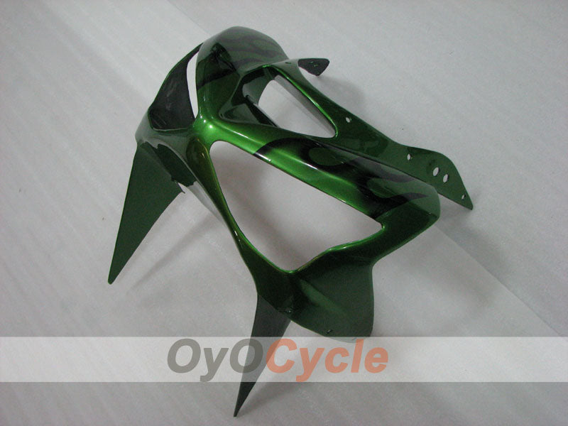 Einspritzverkleidungssatz für 03-04 NINJA ZX-6R - Grün, Schwarz - Flammenmuster #OYO87906038