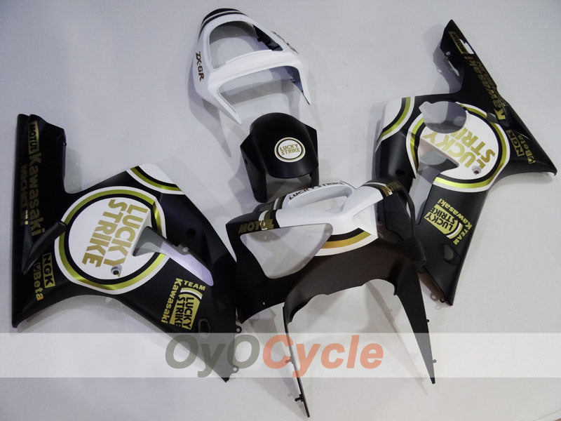 Einspritzverkleidungssatz für 03-04 NINJA ZX-6R - Weiß, Schwarz - Lucky Strike #OYO87906041 Hauptbild