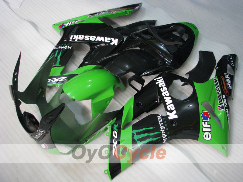 Verkleidungssatz für Einspritzmodelle 03-04 NINJA ZX-6R - Grün, Schwarz - Monster #OYO87906043 Hauptbild