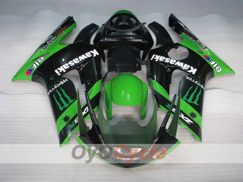 Verkleidungssatz für Einspritzmodelle 03-04 NINJA ZX-6R - Grün, Schwarz - Monster #OYO87906043
