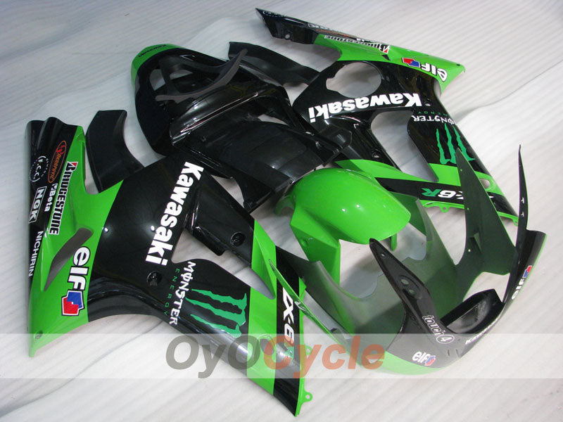 Verkleidungssatz für Einspritzmodelle 03-04 NINJA ZX-6R - Grün, Schwarz - Monster #OYO87906043