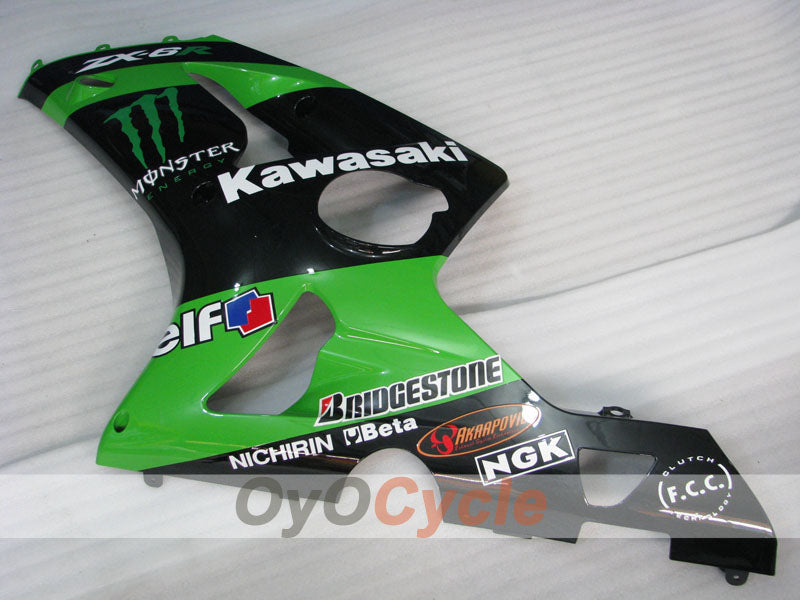 Verkleidungssatz für Einspritzmodelle 03-04 NINJA ZX-6R - Grün, Schwarz - Monster #OYO87906043