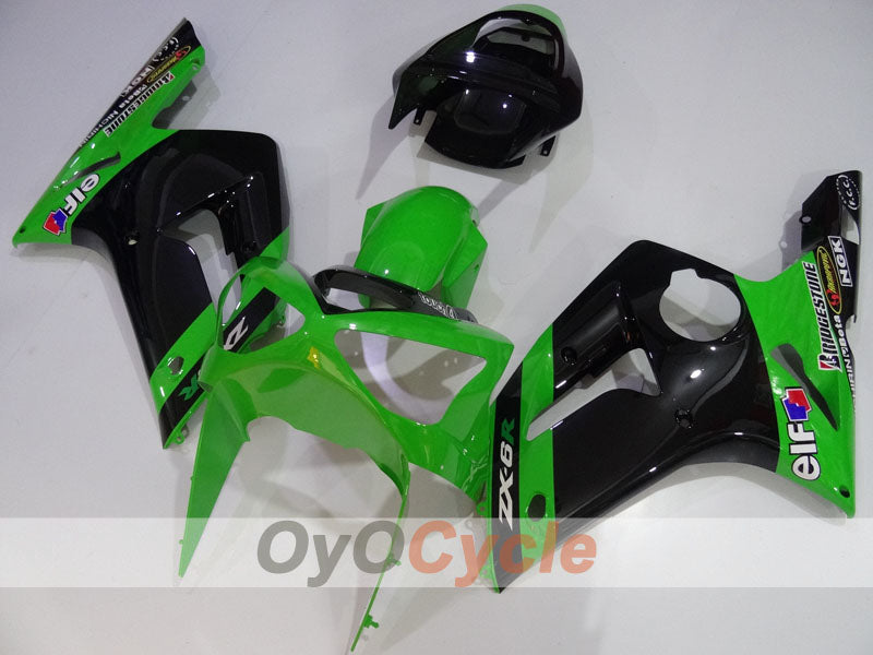 Verkleidungssatz für Einspritzmodelle 03-04 NINJA ZX-6R - Grün, Schwarz - Nakano #OYO87906046 Zweitbild