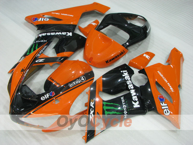 Verkleidungssatz für Einspritzmodelle 05-06 NINJA ZX-6R - Orange, Schwarz - Monster #OYO87906048