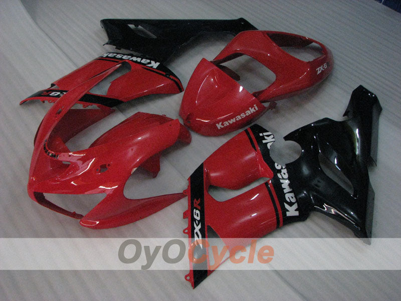 Verkleidungssatz für Einspritzmodelle 05-06 NINJA ZX-6R - Rot, Schwarz - Werksstil #OYO87906050