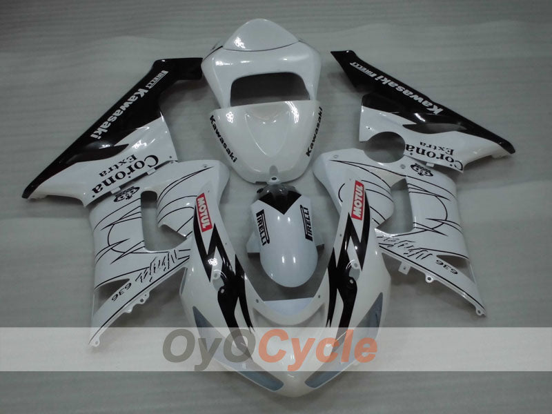 Verkleidungssatz für Einspritzmodelle 05-06 NINJA ZX-6R - Weiß, Schwarz - Corona #OYO87906051