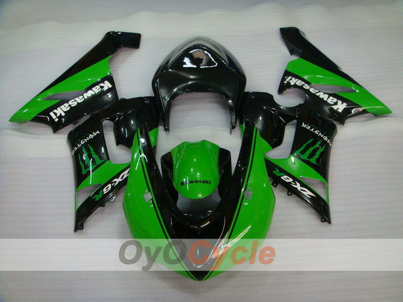 Verkleidungssatz für Einspritzmodelle 05-06 NINJA ZX-6R - Grün, Schwarz - Monster #OYO87906052