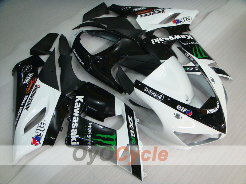 Verkleidungssatz für Einspritzmodelle 05-06 NINJA ZX-6R - Weiß, Schwarz - Monster #OYO87906053