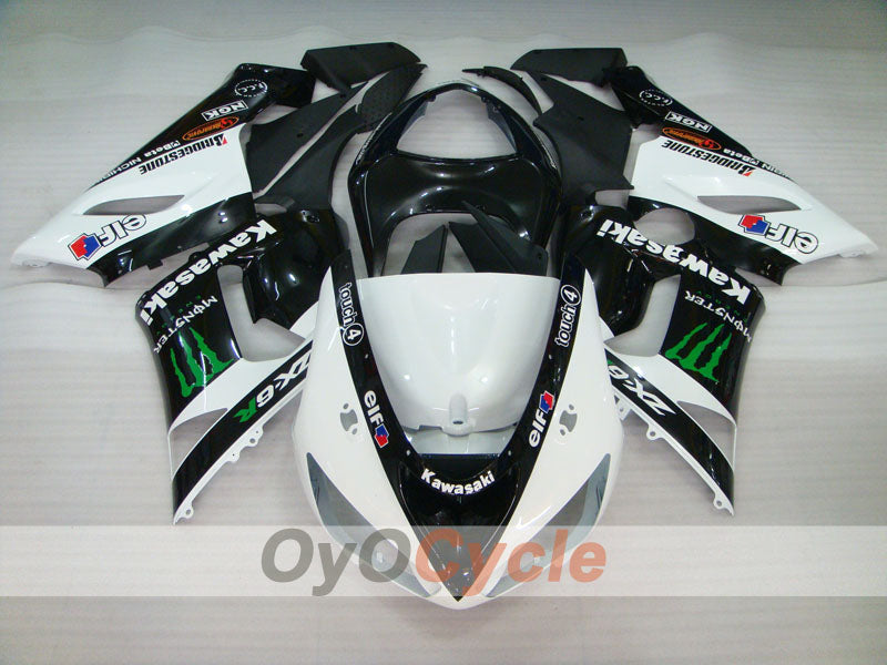 Verkleidungssatz für Einspritzmodelle 05-06 NINJA ZX-6R - Weiß, Schwarz - Monster #OYO87906053