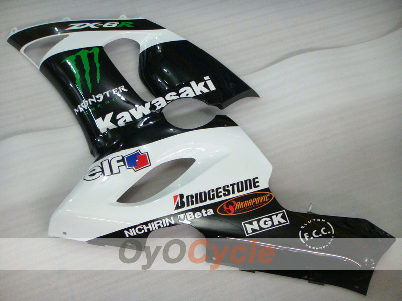 Verkleidungssatz für Einspritzmodelle 05-06 NINJA ZX-6R - Weiß, Schwarz - Monster #OYO87906053