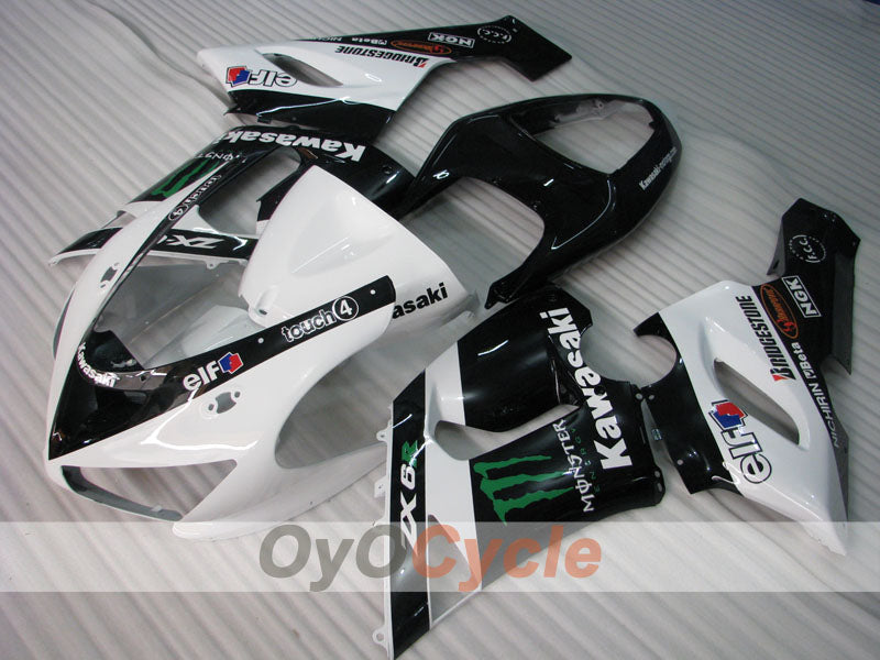 Verkleidungssatz für Einspritzmodelle 05-06 NINJA ZX-6R - Weiß, Schwarz - Monster #OYO87906054