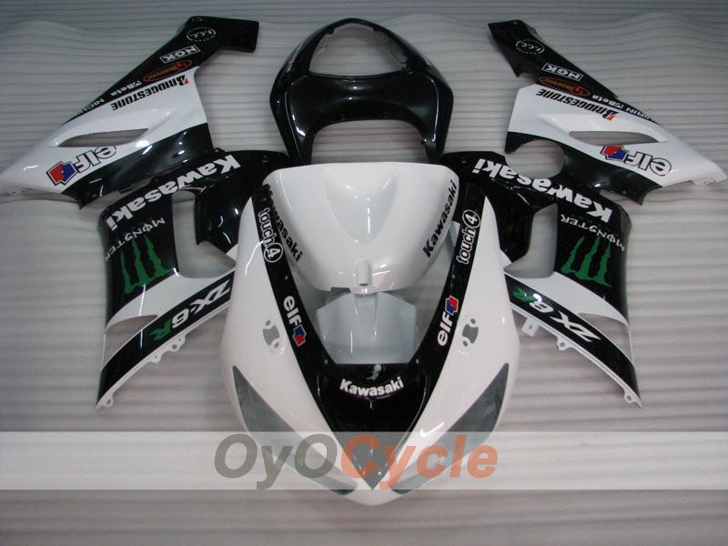 Verkleidungssatz für Einspritzmodelle 05-06 NINJA ZX-6R - Weiß, Schwarz - Monster #OYO87906054