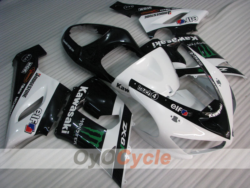 Verkleidungssatz für Einspritzmodelle 05-06 NINJA ZX-6R - Weiß, Schwarz - Monster #OYO87906054 Hauptbild