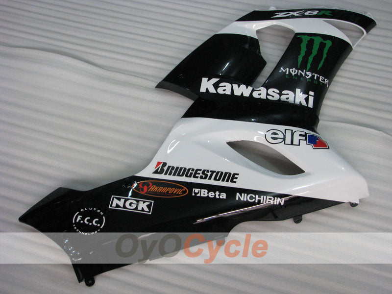 Verkleidungssatz für Einspritzmodelle 05-06 NINJA ZX-6R - Weiß, Schwarz - Monster #OYO87906054