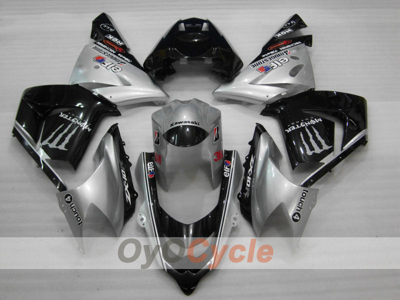 Einspritz-Verkleidungssatz für 04-05 NINJA ZX-10R - Schwarz, Silber - Monster #OYO87906086 Zweitbild