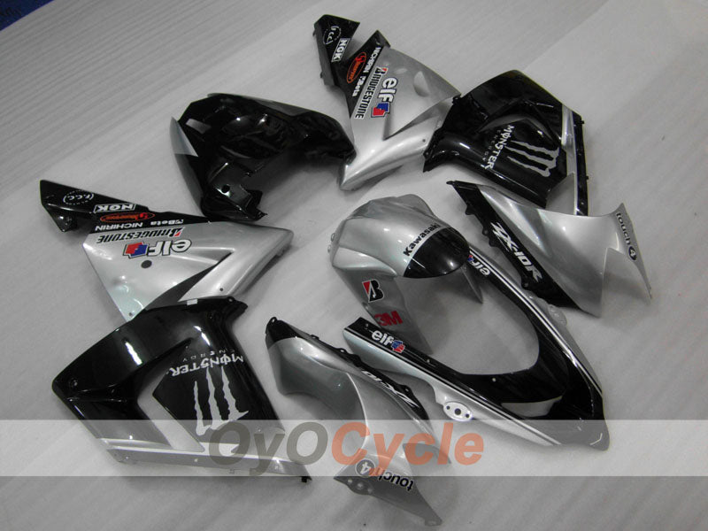 Einspritz-Verkleidungssatz für 04-05 NINJA ZX-10R - Schwarz, Silber - Monster #OYO87906086 Hauptbild