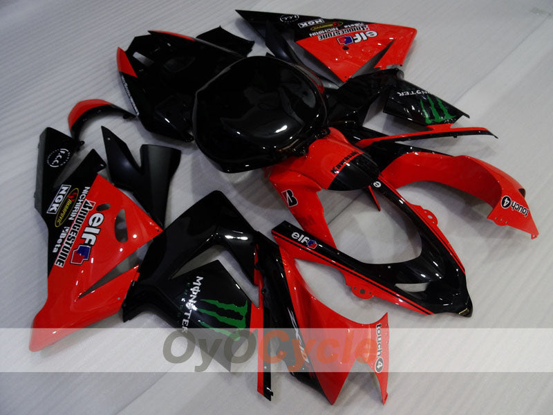 Einspritz-Verkleidungssatz für 04-05 NINJA ZX-10R - Rot, Schwarz - Monster #OYO87906088