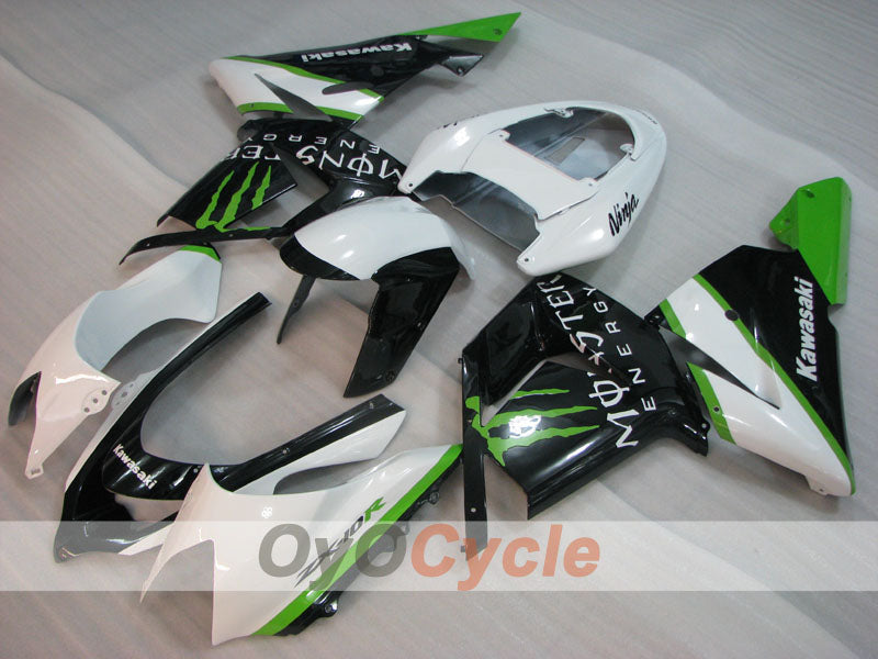 Einspritz-Verkleidungssatz für 04-05 NINJA ZX-10R - Grün, Weiß, Schwarz - Monster #OYO87906089