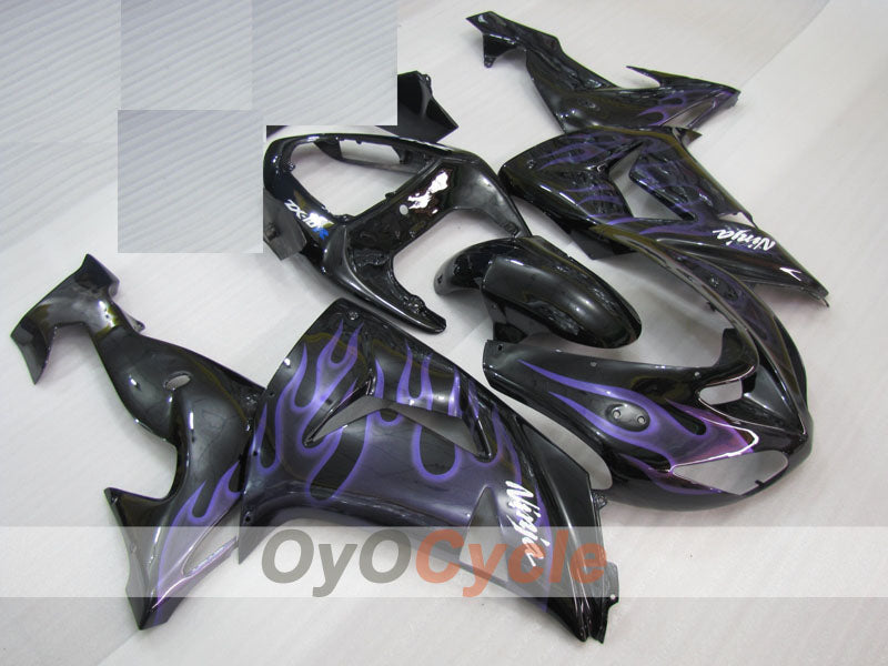 Einspritz-Verkleidungssatz für NINJA ZX-10R 06-07 - Lila, Schwarz - Flame #OYO87906096