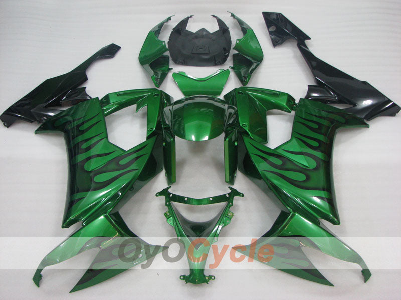 Einspritz-Verkleidungssatz für NINJA ZX-10R 08-10 - Grün, Schwarz - Flame #OYO87906100