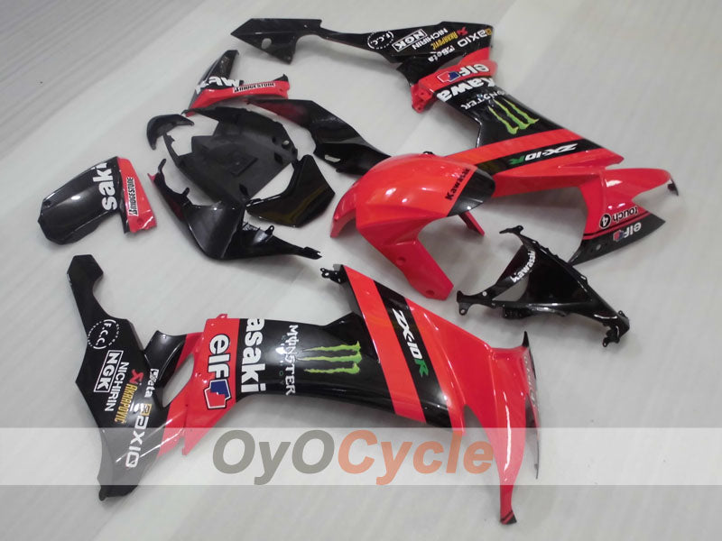 Einspritz-Verkleidungssatz für NINJA ZX-10R 08-10 - Rot, Schwarz - Monster #OYO87906103