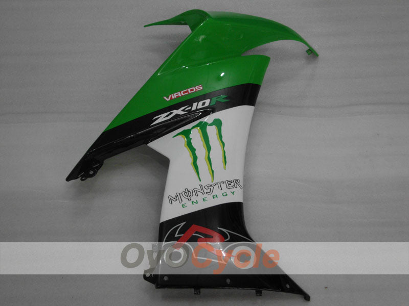 Einspritz-Verkleidungssatz für NINJA ZX-10R 08-10 - Grün, Weiß, Schwarz - Monster #OYO87906104