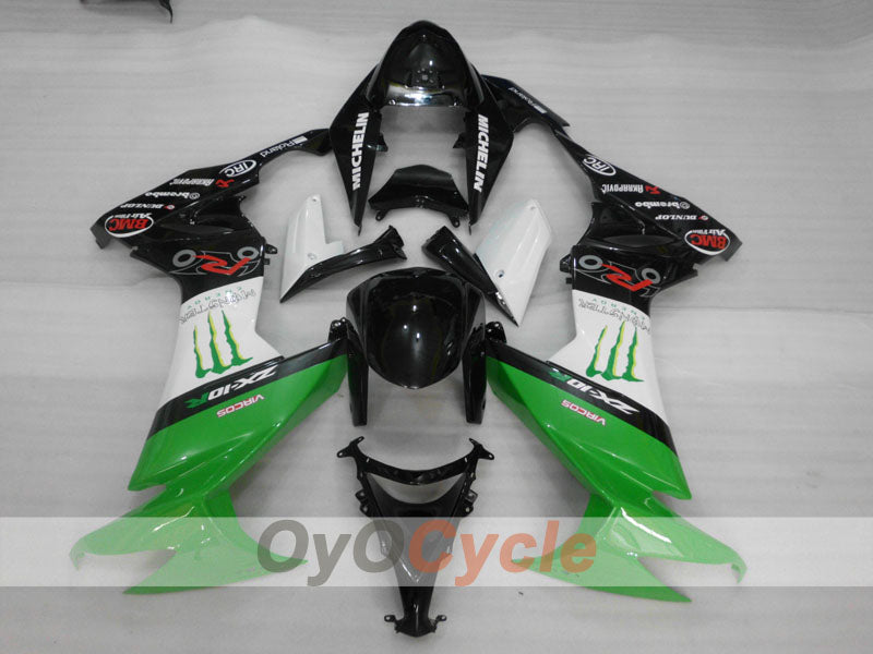 Einspritz-Verkleidungssatz für NINJA ZX-10R 08-10 - Grün, Weiß, Schwarz - Monster #OYO87906104 Zweitbild