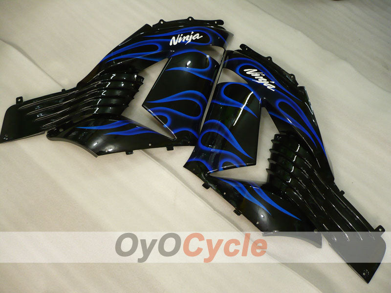 Spritzguss-Verkleidungskit für NINJA ZX-14R, 06-11 - Blau, Schwarz - Flamme #OYO87906127