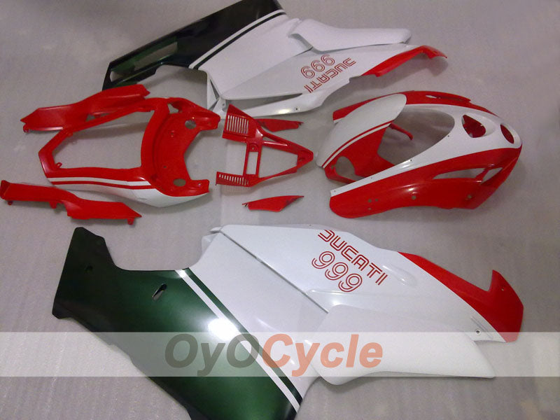 Verkleidungssatz für Einspritzer für Ducati 999, Baujahr 03-04 - Armeegrün, Rot, Weiß - Werksdesign #OYO87906137 Hauptbild