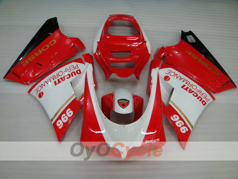 Einspritzverkleidungssatz für Ducati 996, 99-02 - Rot, Weiß - Performance #OYO87906151