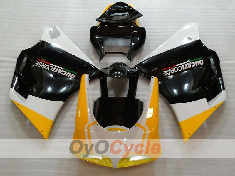 Einspritz-Verkleidungskit für Ducati 748 94-02 - Gelb, Weiß, Schwarz - Factory Style #OYO87906159