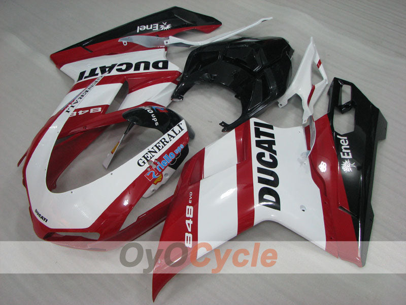 Verkleidungssatz für Einspritzmodell Ducati 848, 08-13 - Rot, Weiß, Schwarz - Werksstil #OYO87906204 Zweitbild