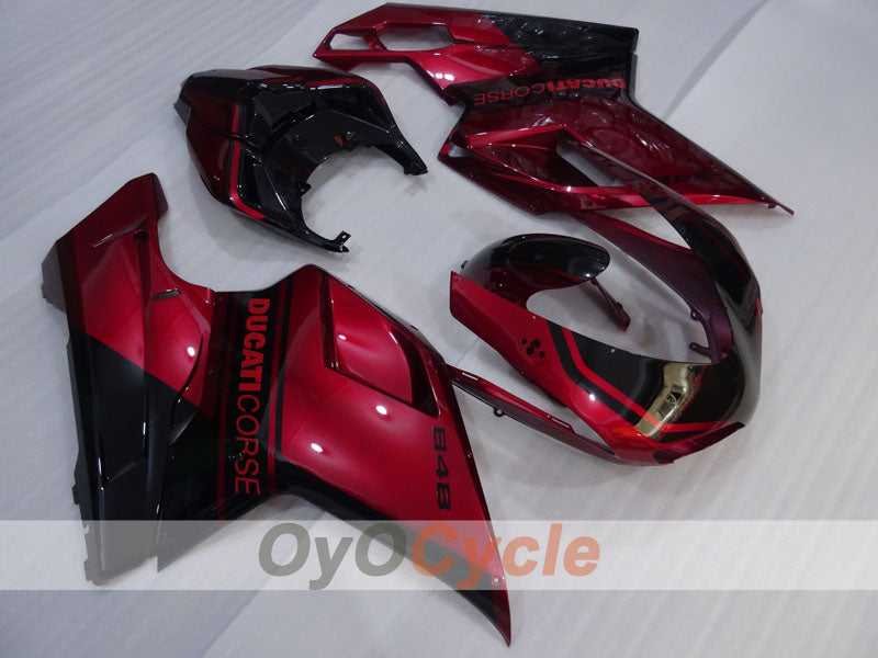 Verkleidungssatz für Einspritzung für Ducati 848, Baujahr 08-13 - Rotweinfarbe, Schwarz - Werksstil #OYO87906205 Hauptbild