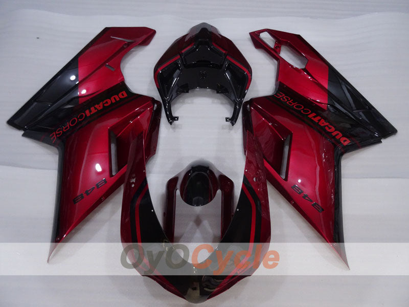 Verkleidungssatz für Einspritzung für Ducati 848, Baujahr 08-13 - Rotweinfarbe, Schwarz - Werksstil #OYO87906205 Zweitbild