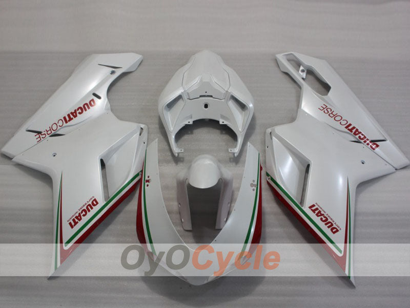 Verkleidungssatz für Einspritzung für Ducati 848, Baujahr 08-13 - Rot, Weiß - Werksstil #OYO87906209