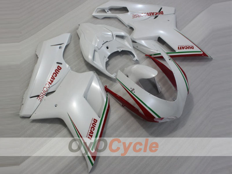 Verkleidungssatz für Einspritzung für Ducati 848, Baujahr 08-13 - Rot, Weiß - Werksstil #OYO87906209 Hauptbild