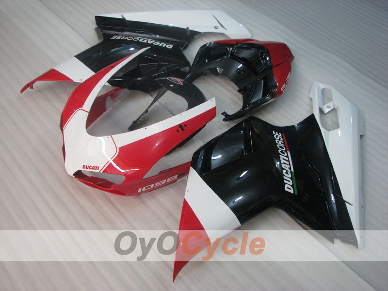 Einspritzverkleidungssatz für Ducati 1098, Baujahre 07-09 - Rot, Weiß, Schwarz - Werksstil #OYO87906225 Hauptbild