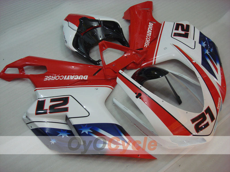 Einspritzverkleidungssatz für Ducati 1098, Baujahre 07-09 - Rot, Weiß - Werksstil #OYO87906227 Zweitbild